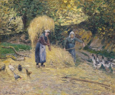 Bauern beim Strohschleppen, Montfoucault, 1875 von Camille Jacob Pissarro