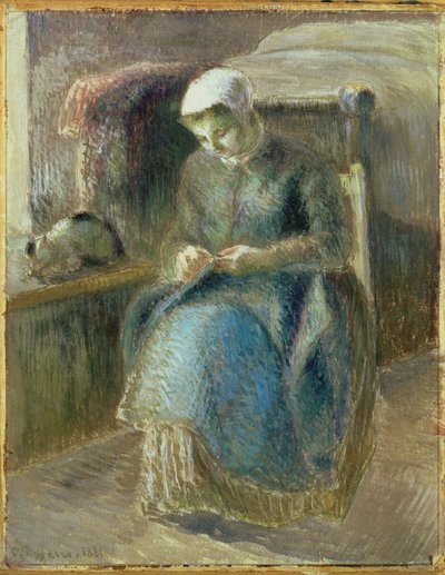 Frau beim Nähen, 1881 von Camille Jacob Pissarro