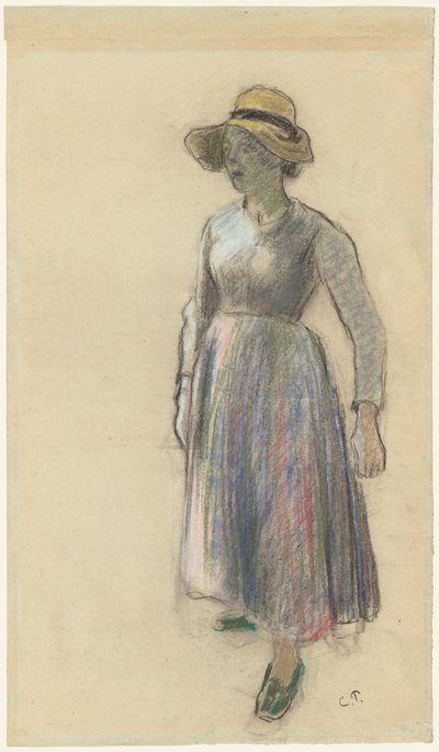Ein Bauernmädchen mit Strohhut von Camille Pissarro