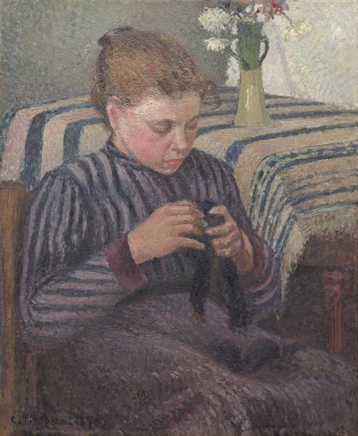 Frau beim Flicken von Camille Pissarro