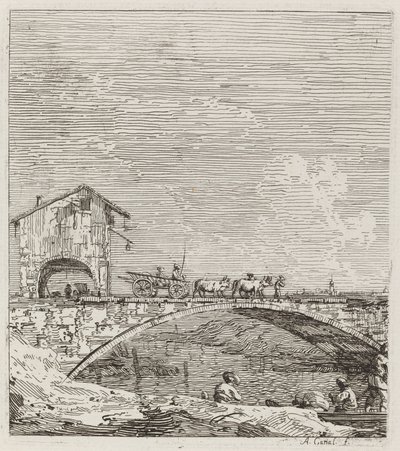 Der Wagen überquert eine Brücke, ca. 1735-1746 von Canaletto