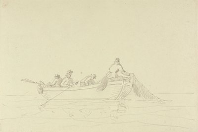 Skizze von Fischern in einem Boot von Capt. Thomas Hastings