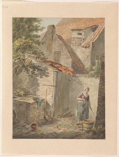 Innenhof mit einer Putzfrau von Carel Lodewijk Hansen