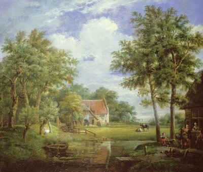 Niederländische Bauernhofszene von Carel Lodewijk Hansen