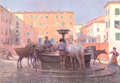 Am Brunnen in Genzano von Carl Alexander Brendel