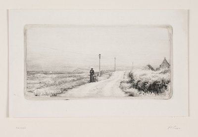 Landstraße mit spazierenden Dame. Sonniger Nachmittag von Carl Bloch