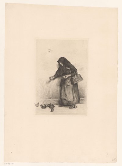 Frau füttert Vögel von Carl Bloch