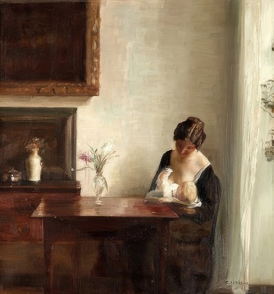 Interieur mit Mutter und Kind von Carl Holsoe