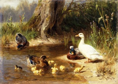 Enten am Wasserufer, 1874 von Carl Jutz