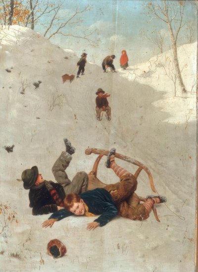 Rodelnde Kinder von Carl Kronberger