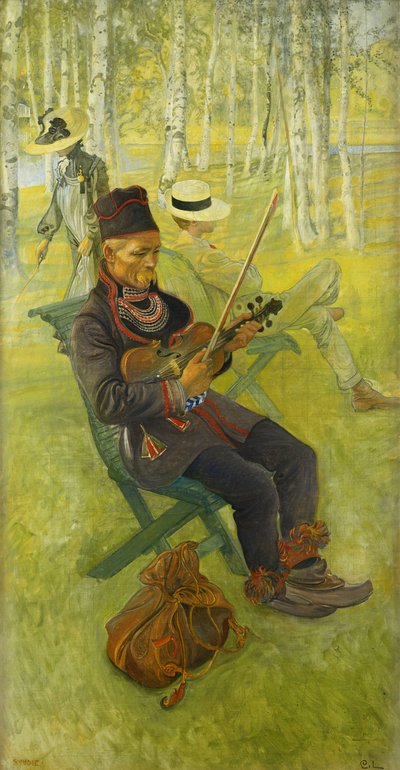 Ein Lappländer; Lapp Spelender Fiol, 1910 von Carl Larsson