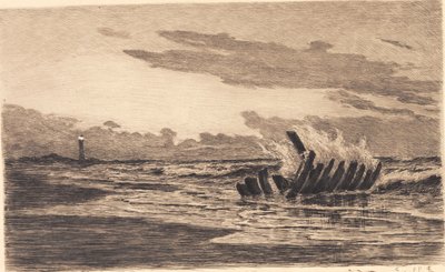 Wrack beim Skagens Leuchtturm von Carl Locher