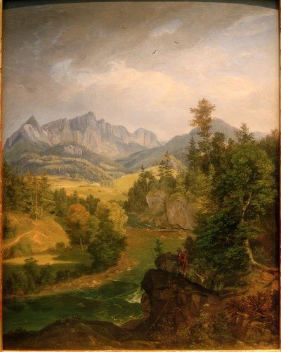Gebirgslandschaft mit Flusslauf bei Berchtesgaden von Carl Rottmann