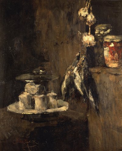 Stillleben mit Rebhühnern und Käse von Carl Schuch