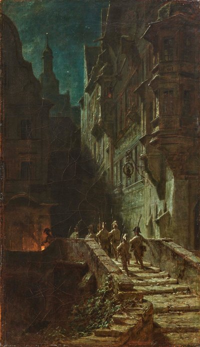 Nachtwache der Menge von Carl Spitzweg