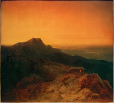 Die Benediktenwand am Abend von Carl Spitzweg