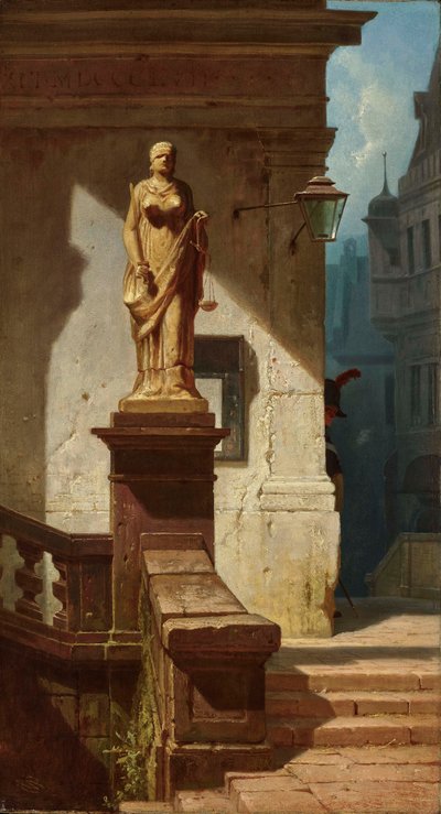 Das Auge des Gesetzes Justitia, 1857 von Carl Spitzweg