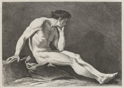 Sitzender Mann mit Kopf in der Hand von Carle van Loo