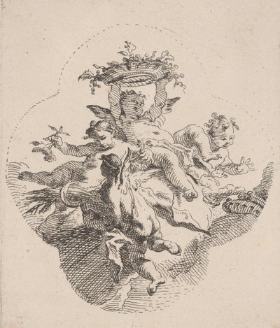 Putti mit Blumen, 1725-75 von Carlo Innocenzo Carloni