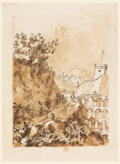 Landschaft mit Bergstadt von Carlo Marchionni