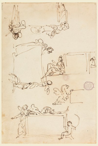 Skizzen für eine Tafel von Carlo Marchionni