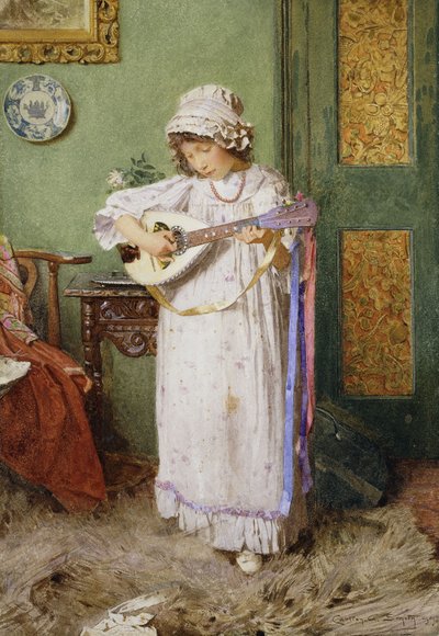 Ein Mädchen spielt Mandoline von Carlton Alfred Smith