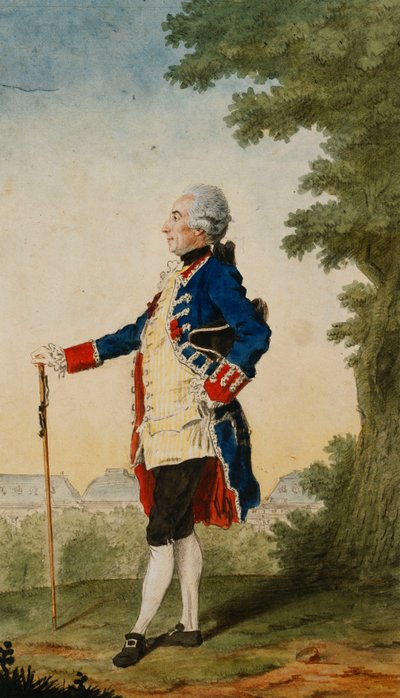 Der Baron de Bombelles in den Tuilerien, 1765 von Carmontelle