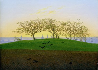 Hügel und gepflügte Felder bei Dresden von Caspar David Friedrich
