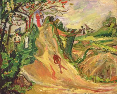 Hügel mit einem Mann auf der Straße von Chaim Soutine