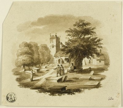 Figuren auf dem Friedhof in der Nähe der Kirche von Charles Alfred Stothard