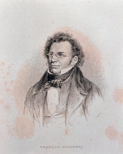 Porträt von Franz Schubert (Gravur) von Charles Alphonse Deblois