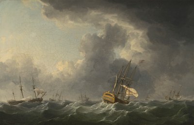 Englische Schiffe vor einem Sturm von Charles Brooking