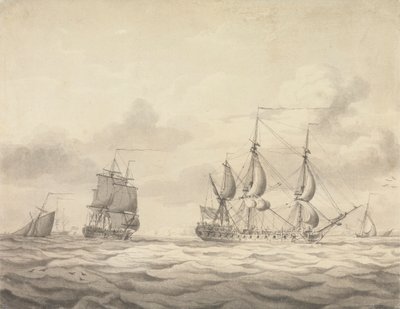Zwei Fregatten vor dem Wind von Charles Brooking