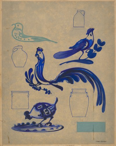 Vogeldekorationen auf Krug von Charles Caseau