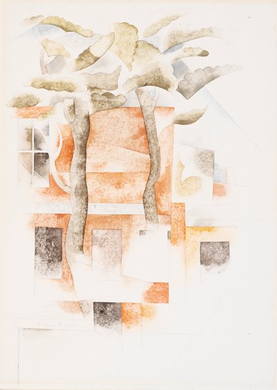 Häuser durch Bäume gesehen, 1918 von Charles Demuth