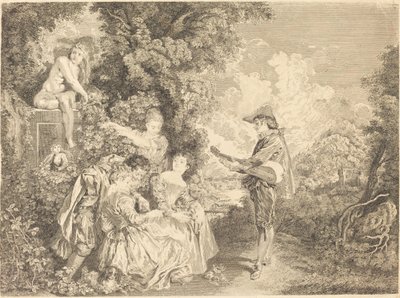 Lektion der Liebe von Charles Dupuis after Antoine Watteau