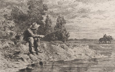 Angeln auf Rotaugen von Charles Emile Jacque