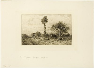 Landschaft mit kurviger Straße von Charles Emile Jacque