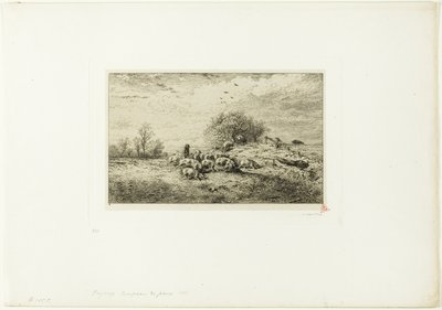 Landschaft mit Schweineherde von Charles Emile Jacque