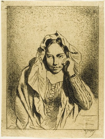 Porträt einer sitzenden Frau von Charles Emile Jacque