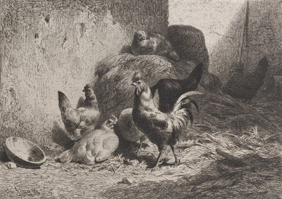 Hahn und Hennen, 1864 von Charles Emile Jacque