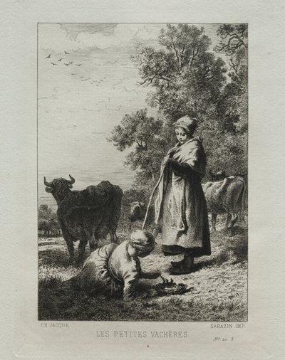 Die kleinen Kuhhirten von Charles Emile Jacque