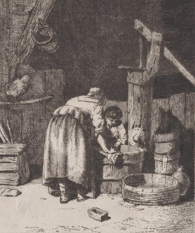 Frauen beim Waschen, ca. 1845-50 von Charles Emile Jacque