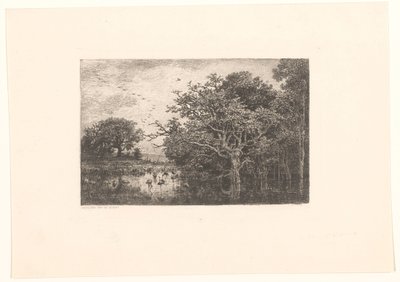 Sumpf mit Störchen von Charles Francois Daubigny