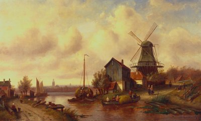 Ein niederländisches Flussdorf von Charles Henri Joseph Leickert