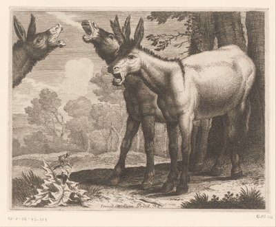 Balkende Esel, Dierenserie (Serientitel) von Charles II Errard (attributed to)