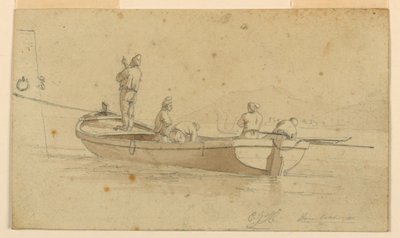 Fischerboot am italienischen See von Charles Joseph Hullmandel