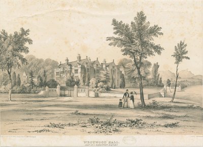 Westwood Hall: getönte Lithographie, undatiert [1832-1841] von Charles Joseph Hullmandel