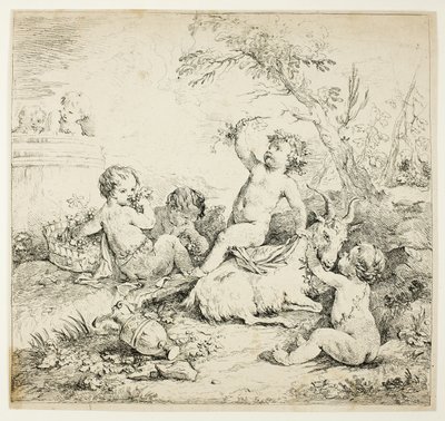 Putten mit einer Ziege von Charles Joseph Natoire