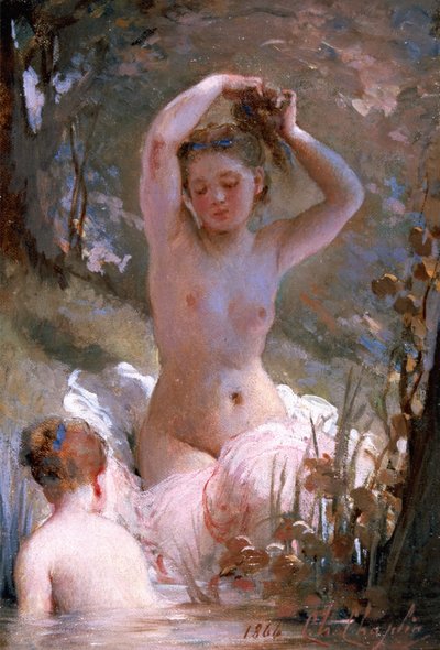 Zwei Mädchen beim Baden, 1864 von Charles Joshua Chaplin